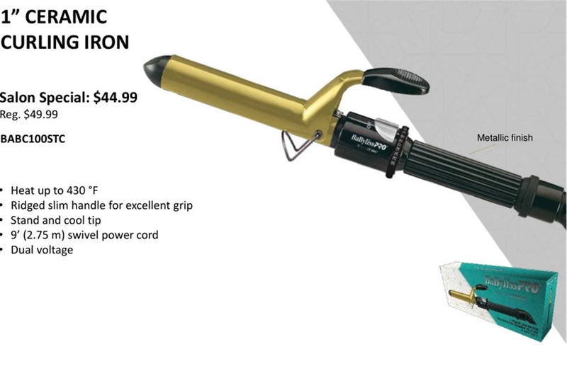 1" CERAMIC CURLING IRON - STELLA   BABC100STC(DISC)